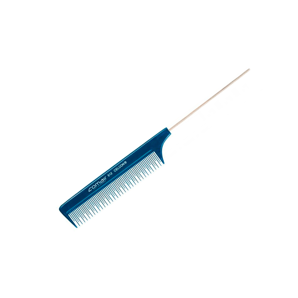 Comair Расчёска для тупирования с металлическим хвостиком, 20,5 см, №512 Celcon, цвет - Синий