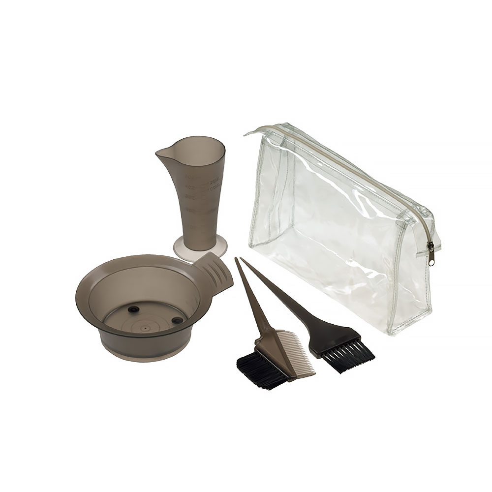 Comair Набор принадлежностей для окрашивания волос: сумочка, 2 кисточки, мерный стаканчик и мисочка для смешивания краски