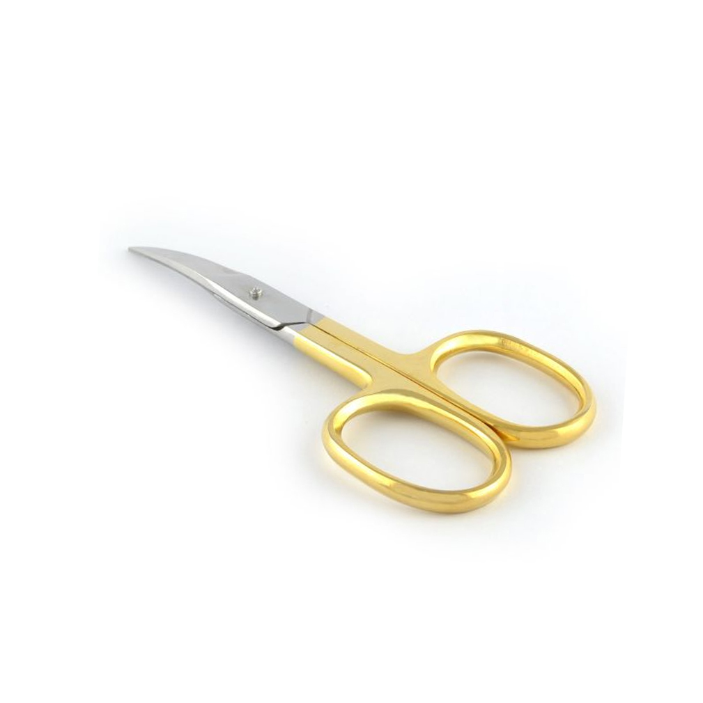 Ножницы для ногтей, длина 10 см, форма лезвий изогнутые, позолоченные, Metzger